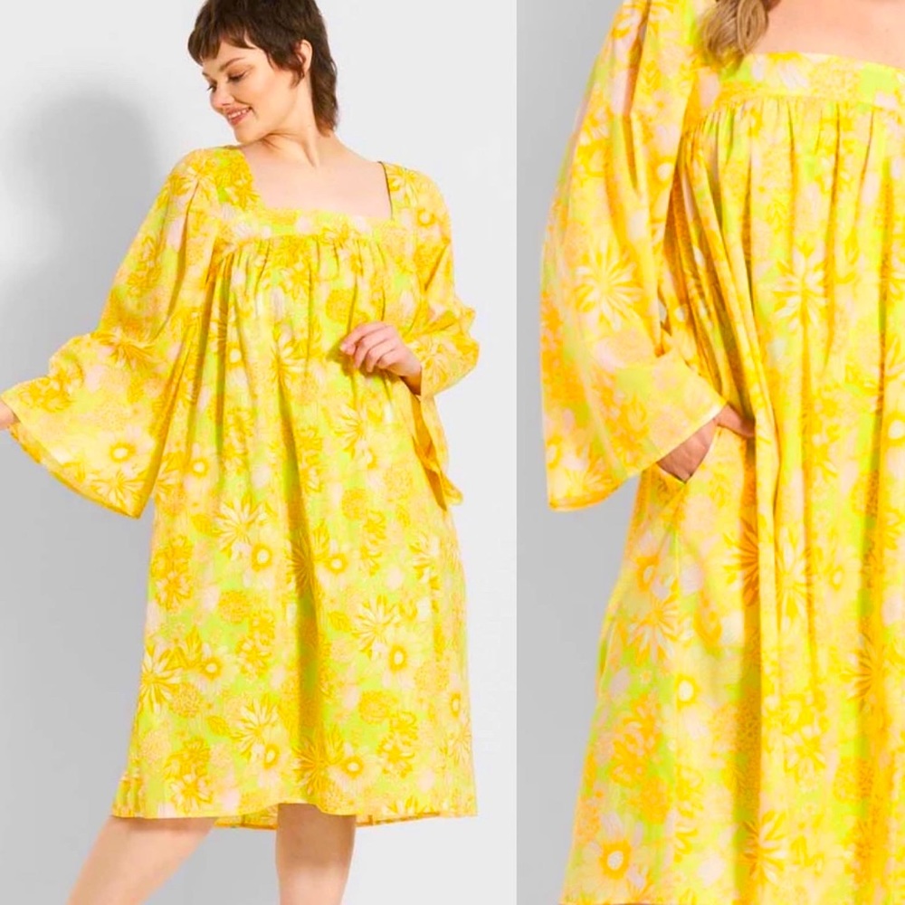 ModCloth Yellow Floral Midi Dress